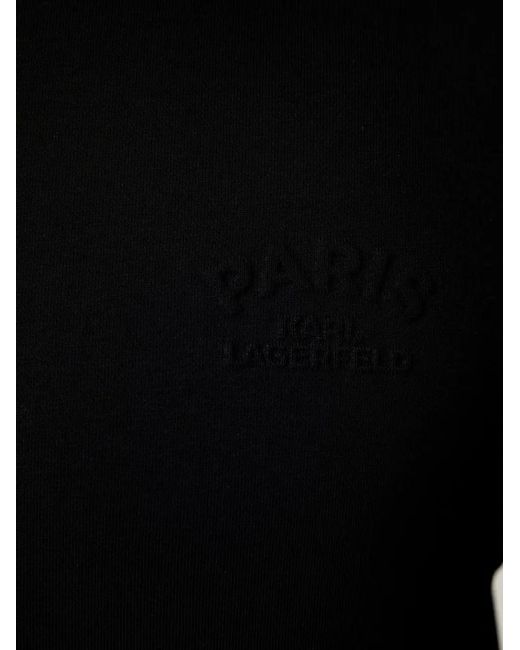 Karl Lagerfeld Black Logo-Embroidered Ribbed-Trim T-Shirt for men