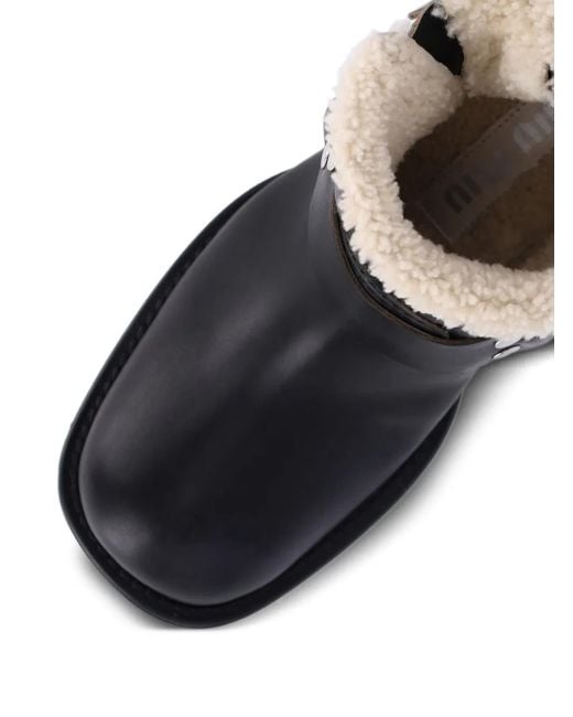 Miu Miu Black 50Mm Shearling Biker Boots