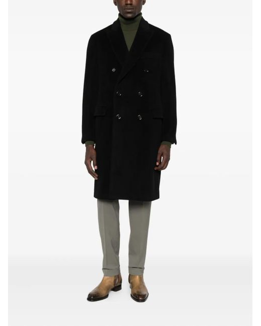 Lardini Black Double-Breasted Wool Coat for men