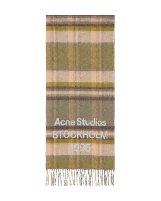 Acne Natural Plaid Fringed Scarf