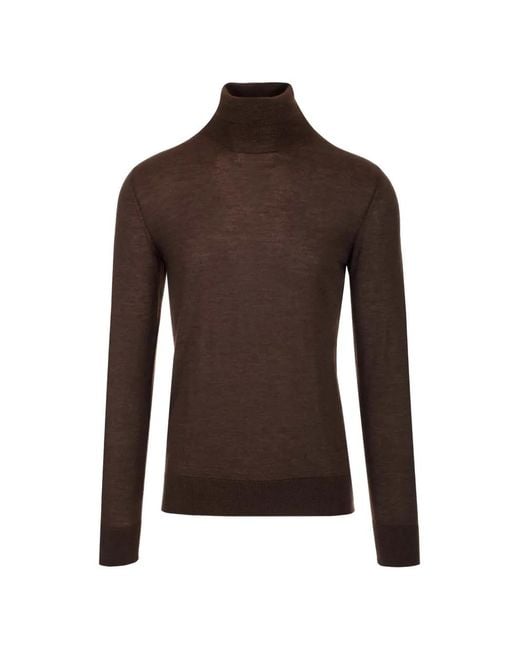 Al Duca D'aosta Brown Roll-Neck Cashmere-Blend Sweater for men