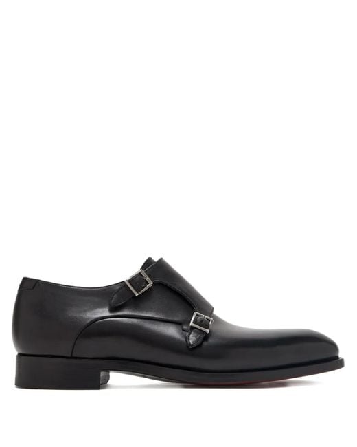 Magnanni Shoes Black Leather Loafers for men