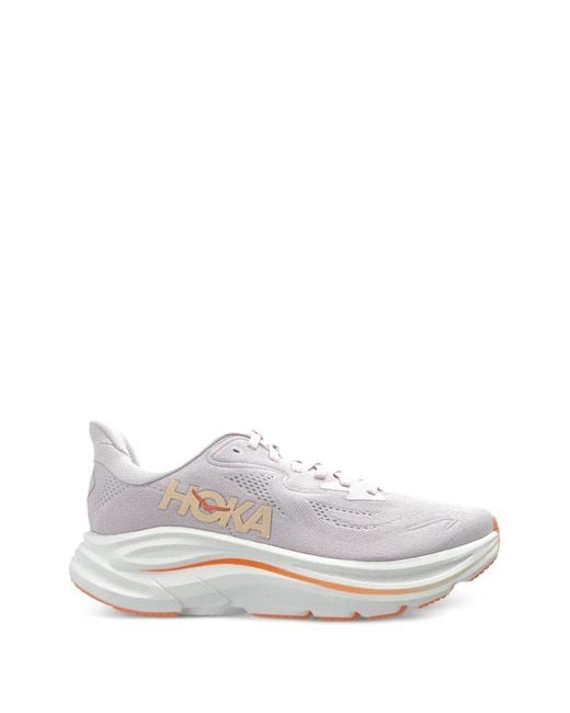 Hoka One One White Clifton 10 Performance Sneakers