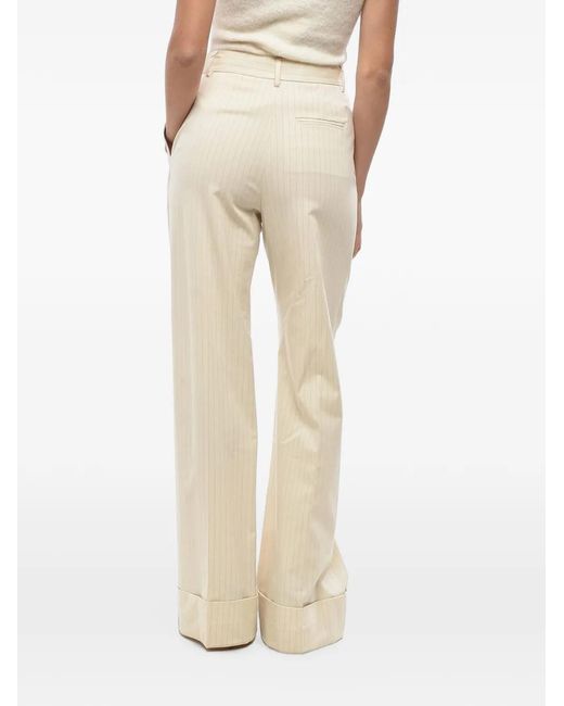 ANDAMANE Natural Nathalie Pinstripe-Pattern Pleated-Detailing Tailored Trousers