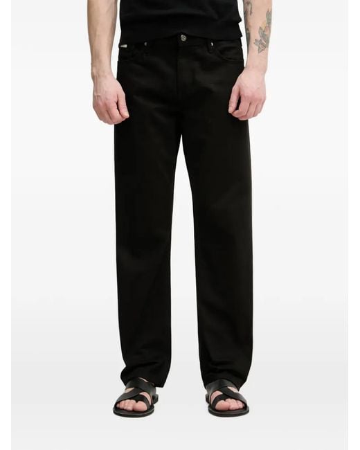 Lindbergh Black Logo-Patch Straight-Leg Jeans for men