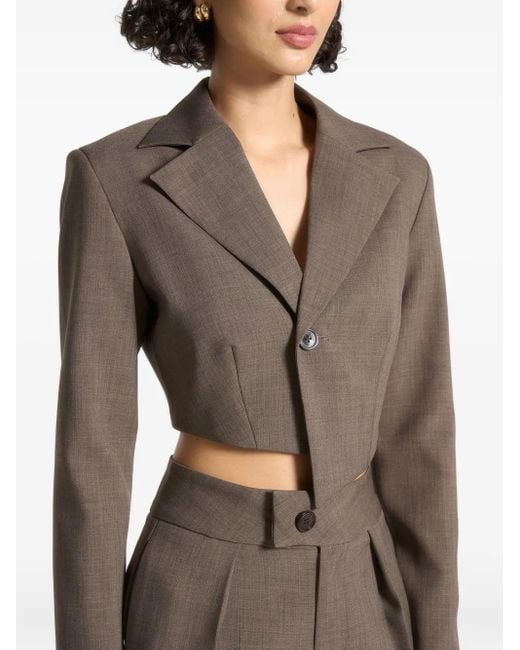 Manière De Voir Gray Dina Asymmetric Tailored Cropped Blazer