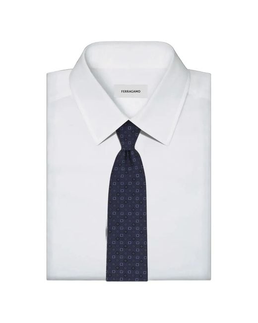 Ferragamo Blue Geometric-Pattern Tie for men