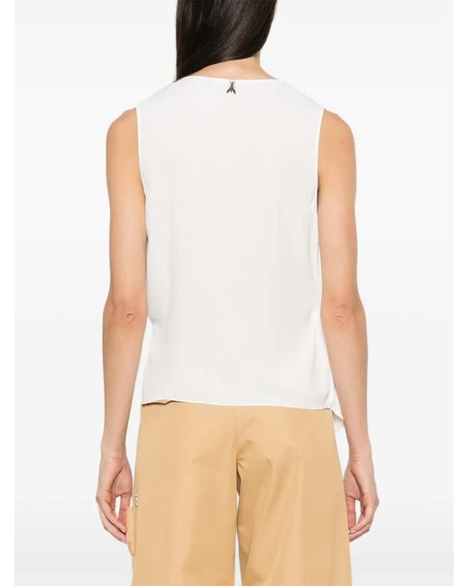 Patrizia Pepe White Asymmetric Wrap-Style Blouse