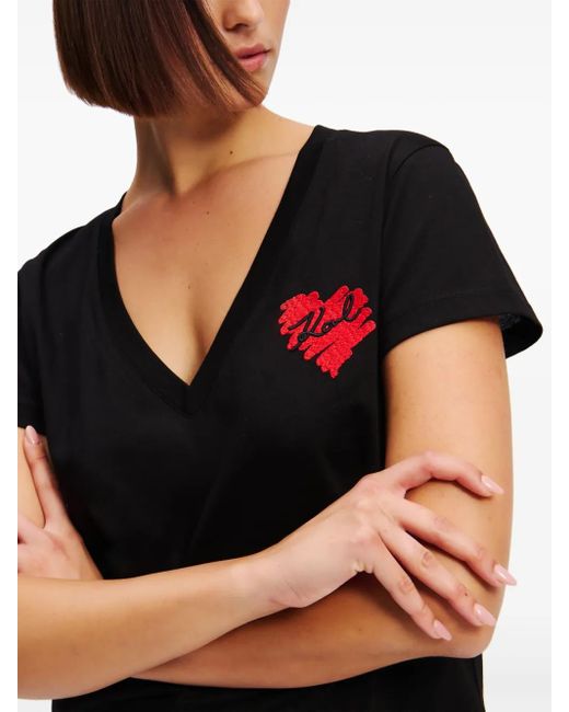 Karl Lagerfeld Black K/Heart Cotton T-Shirt