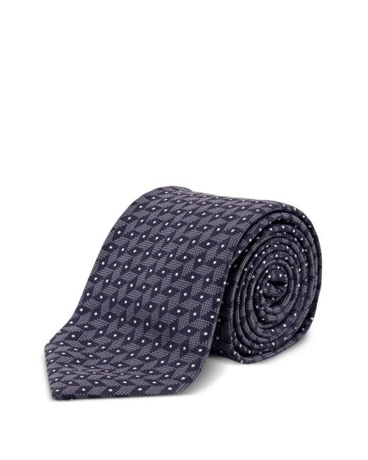 Giorgio Armani Blue Geometric-Pattern Silk Tie for men