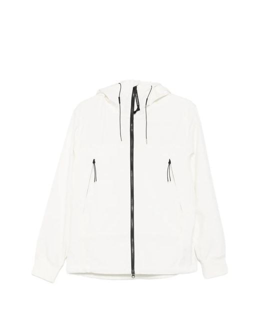 C P Company White Goggle-Detail Hooded Jacket for men