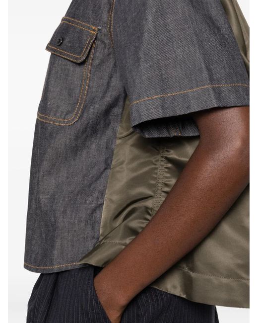 Sacai Gray Double-Pocket Denim Shirt