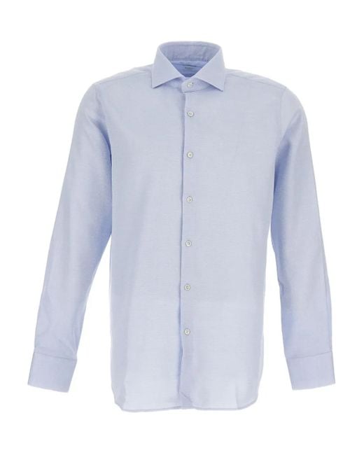 Bagutta Blue Button-Fastening Shirt for men