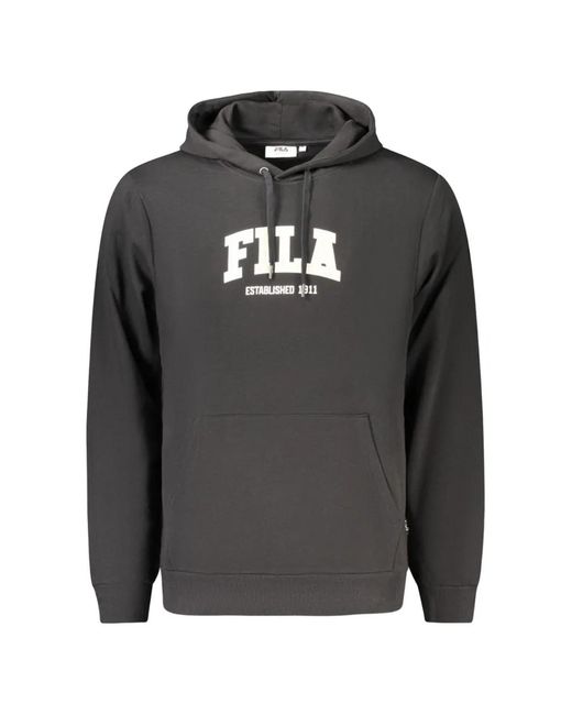 Fila Black Logo-Print Long-Sleeve Hoodie for men