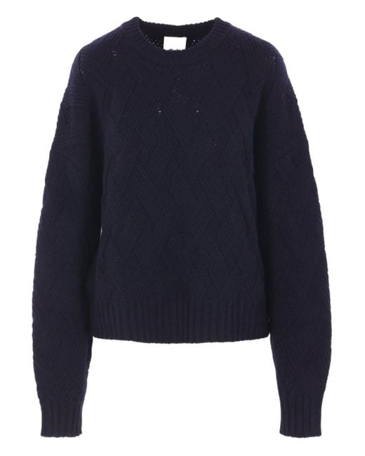 Allude Blue Diamond-pattern Wool Sweater