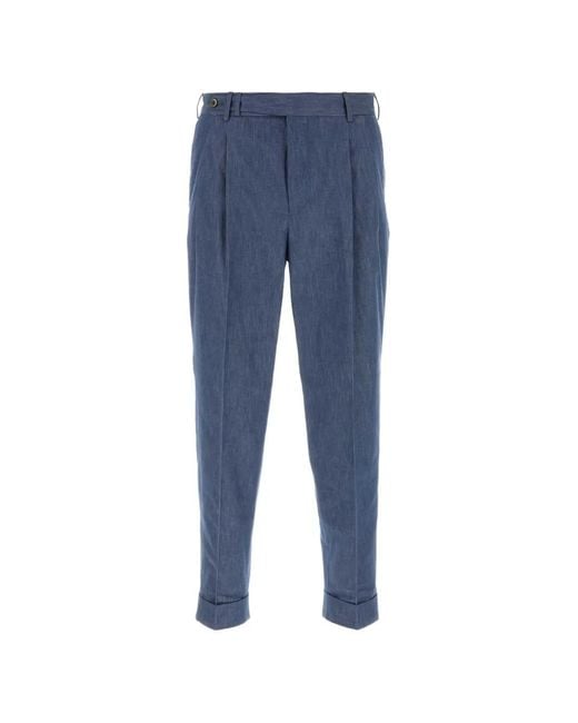 PT Torino Blue Cuffed Trousers for men