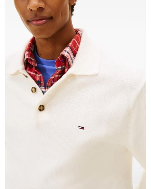 Tommy Hilfiger White Collared Sweater for men