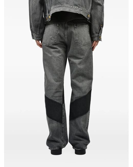 Dear BORO Gray 1985 Contrast-Panel Patchwork Jeans for men
