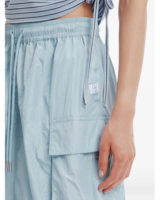 Mini Cream Blue Cargo Drawstring Maxi Skirt