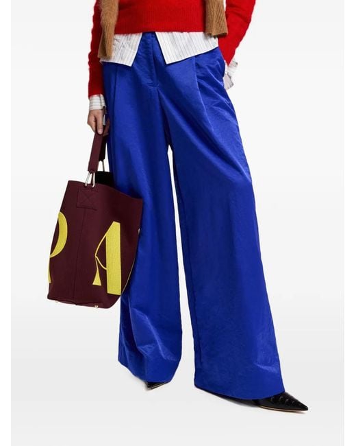 Essentiel Antwerp Blue Pleated Palazzo Pants