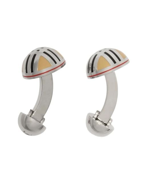 Burberry White Enamel Check Cufflinks for men