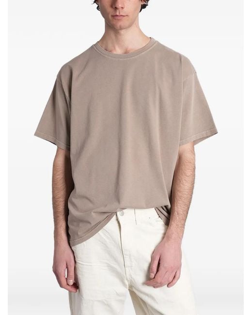 Haikure Brown Logo-Patch Cotton T-Shirt for men