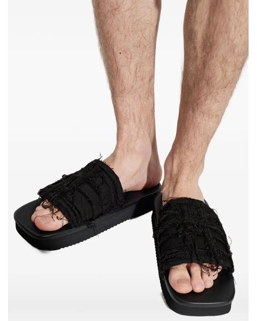 Rick Owens Black Twisted Platform-Sole Slides for men