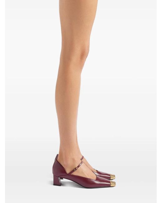 Giuseppe Zanotti Brown Ankle-Strap Metallic-Toe Pumps