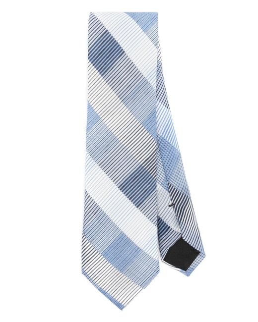 Boss Blue Check-pattern Tie for men