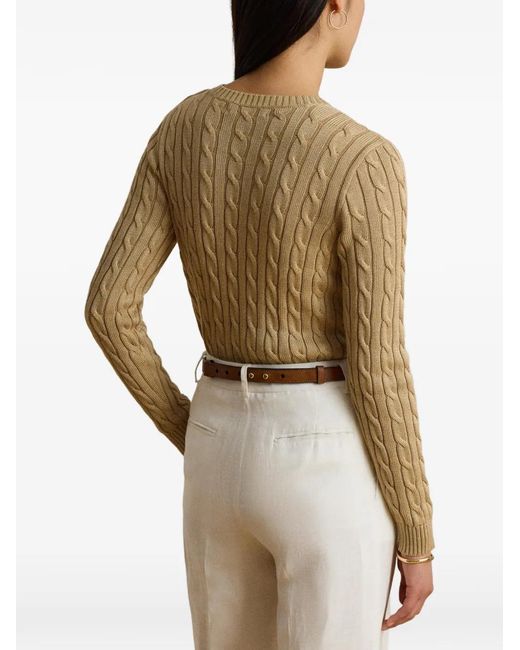 Ralph Lauren Natural Button-Trim Cable-Knit Sweater