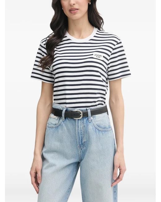 Joop! Blue Teele Striped Logo-Patch T-Shirt