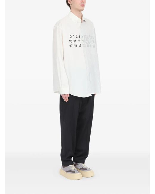 MM6 by Maison Martin Margiela White Numbers-Print Shirt for men