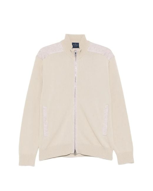 Paul & Shark White Cardigan Zippé À Empiècements for men