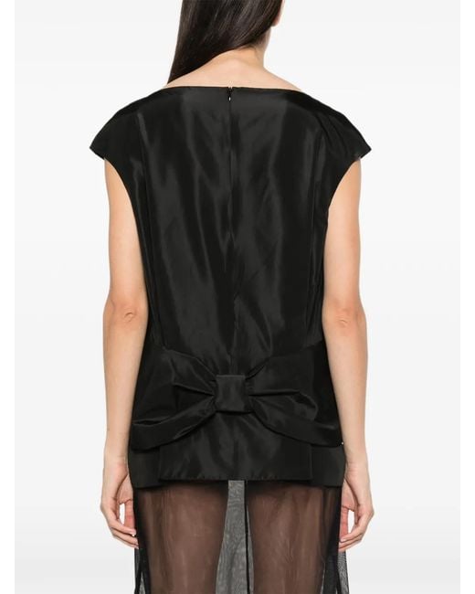 Simone Rocha Black Bow-Detail Peplum Top