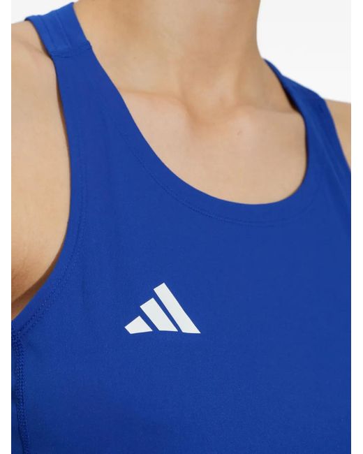 Adidas Blue Adizero Logo-Print Tank Top