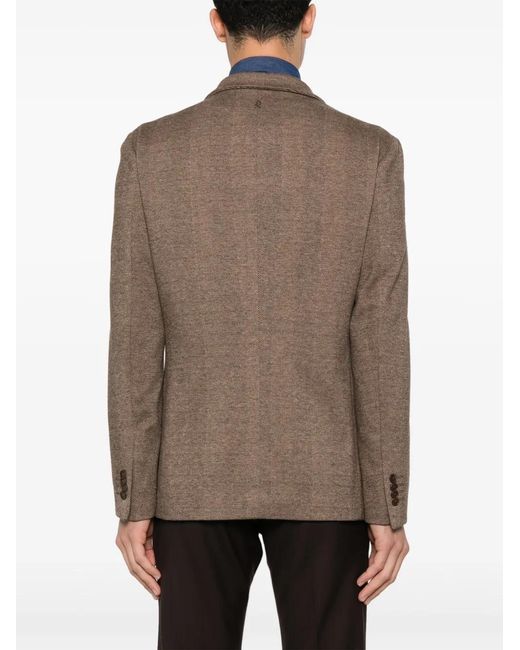Dondup Brown Herringbone-Pattern Blazer for men