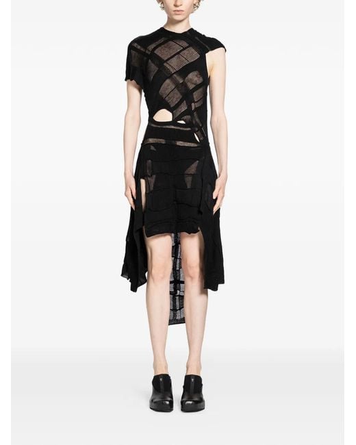 Halo Black Checked Cut-Out Dress