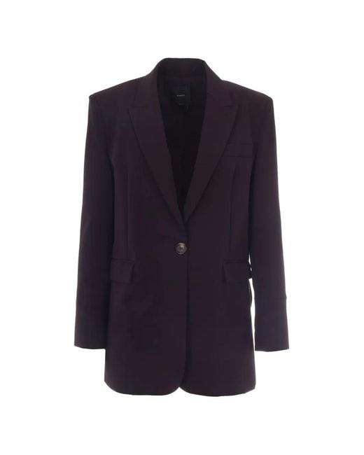 Pinko Blue Single-Breasted Notched-Lapels Blazer