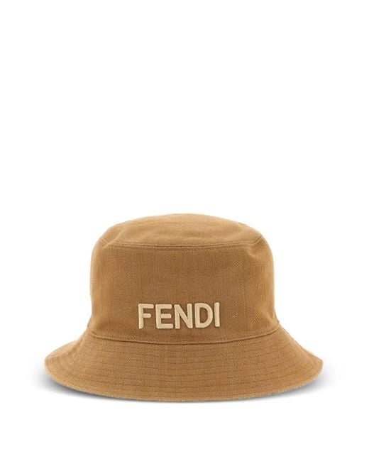 Fendi Natural Ff-Pattern Reversible Bucket Hat