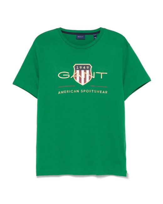 Gant Green Logo-Print T-Shirt for men