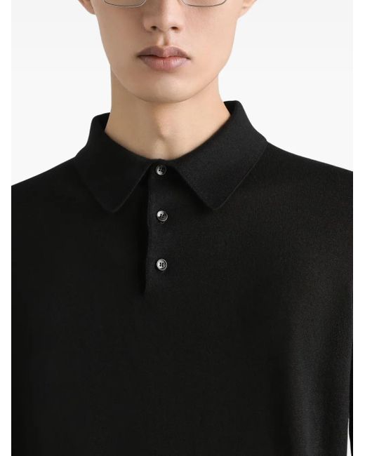 メンズ Dolce & Gabbana ロングスリーブ ポロシャツ Black