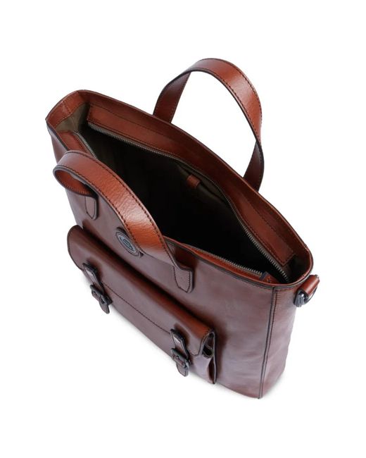 The Bridge Brown Buckle-Detail Leather Backpack for men