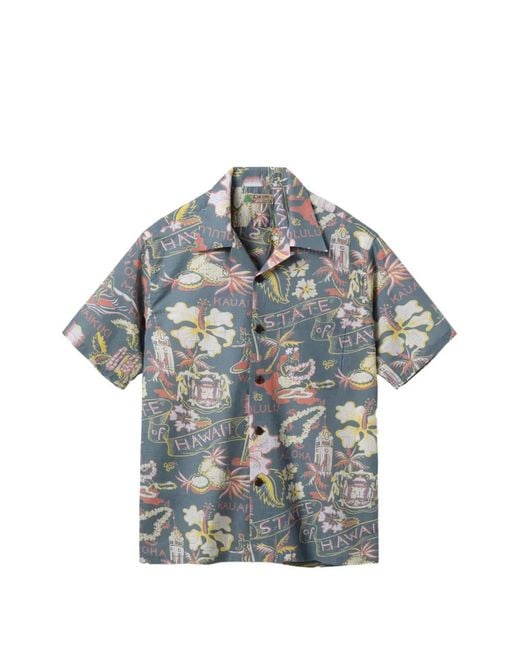 Sun Surf Gray Graphic-Print Short-Sleeve Shirt for men