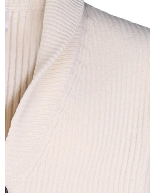 Eleventy Natural Ribbed-Knit Shawl-Collar Cardigan for men