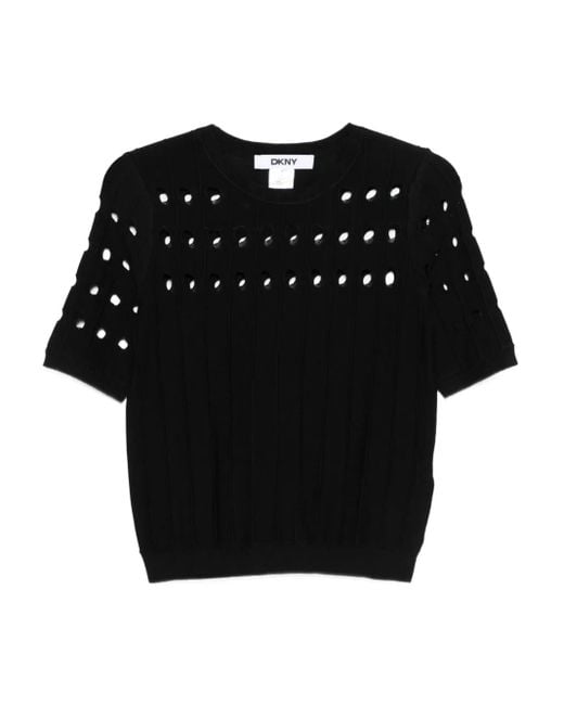 Pull Côtelé À Découpes DKNY en coloris Black