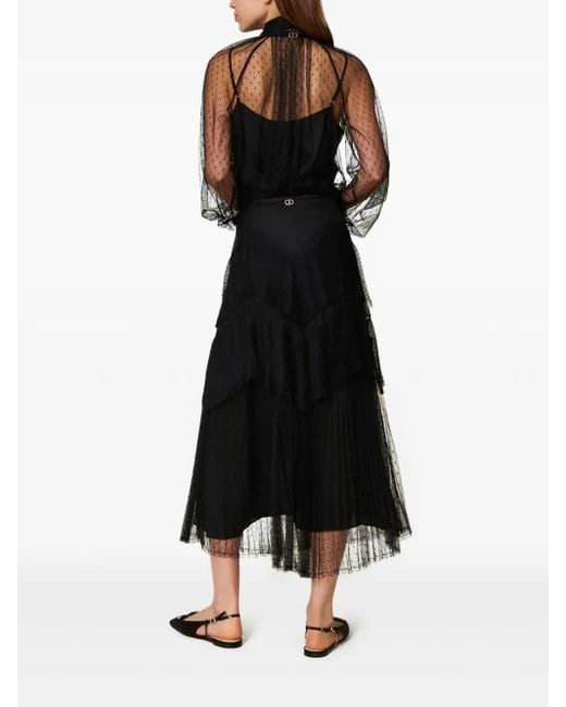 Twinset Gelaagde Plooirok in het Black