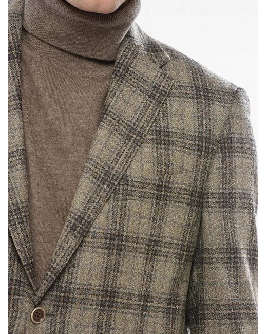Corneliani Gray District Check Long-Sleeve Blazer for men
