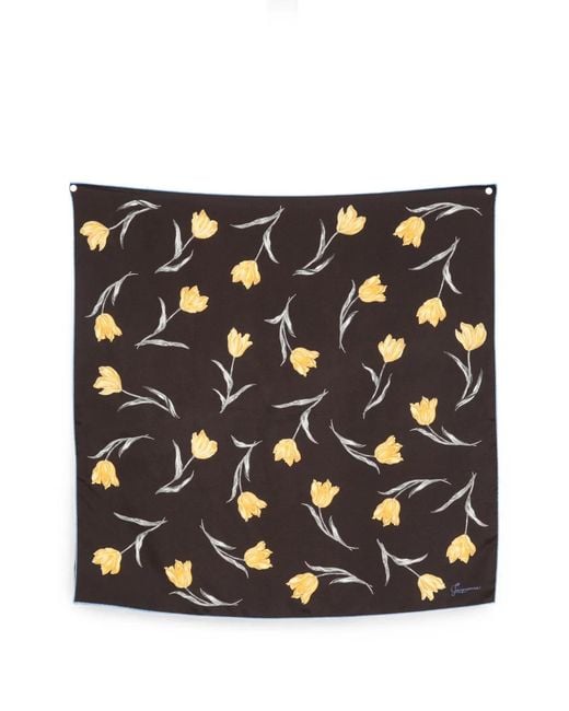 Jacquemus Black Tulip-Print Square Scarf