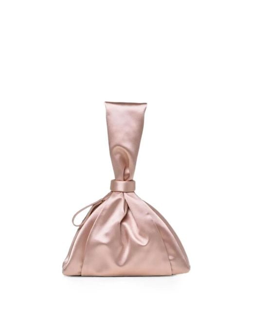 Alberta Ferretti Pink Satin-Finish Knotted Clutch Bag