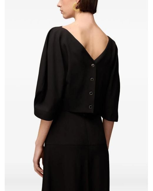 RETORI Black Buttoned-Back Blouse